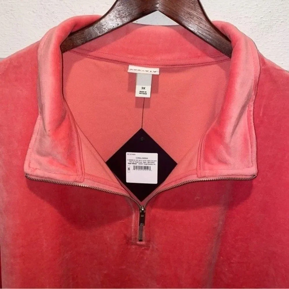 COPY - NWT Ava & Viv Coral Pink Knit 1/4 Zip Pullover Sweatshirt Size 3X - Picture 5 of 6